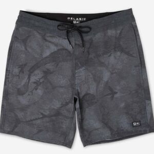 Pelagic Cortez Men's Black Gray Swim Board Shorts Size 32